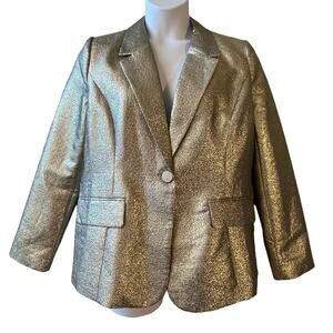 Forever 21 White Gold Metallic Lamé Holiday Formal Blazer Size OX or 14